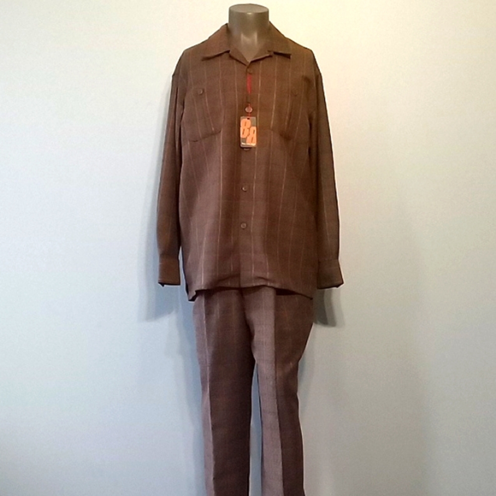 Vintage 88 Special 2pc Brown Plaid Shirt and Pants Set by Michael Irvin